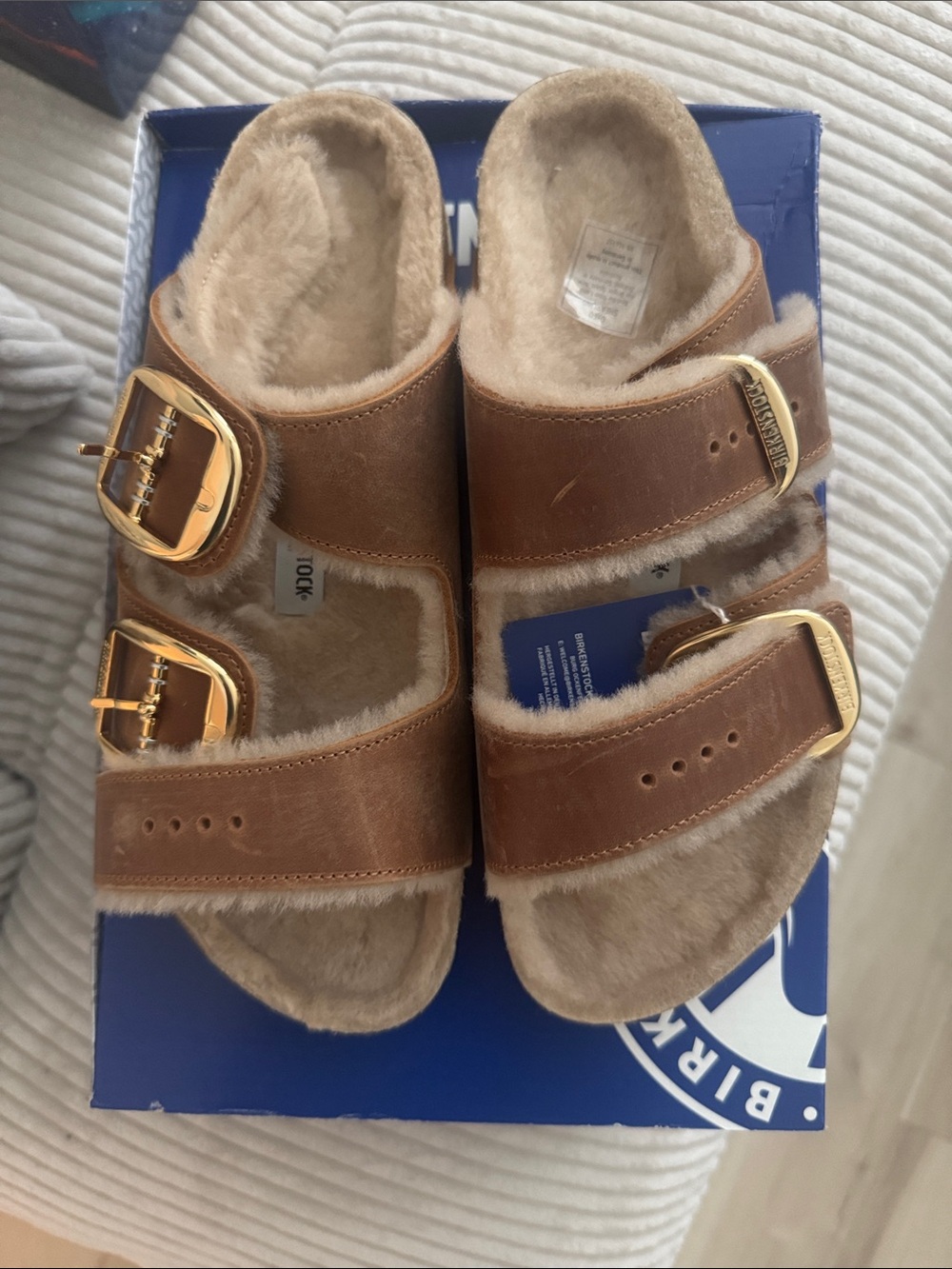 Birkenstock big buckle shearling